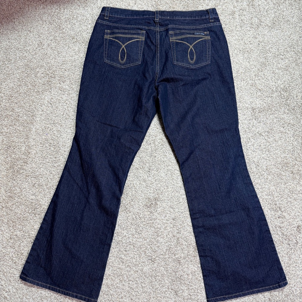 Calvin Klein Curvy Jeans Flare Womens Plus Size 18W Dark Blue Denim Y2K Classic - Picture 2 of 10